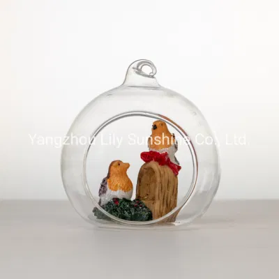 Tealight Glass Ball with Poly Birds